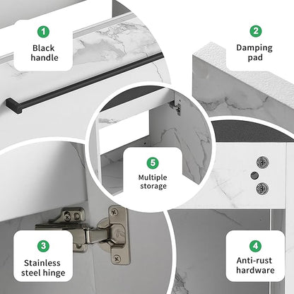 20 Inch Bathroom Vanity with Sink Combo for Small Space, Wall-Mounted Bathroom Vanity with Soft Close Door,Modern Floating Bathroom Vanity with Blacktop Basin &White Storage Cabinet