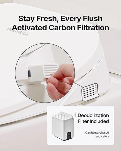 Coway Electronic Bidet Elongated Toilet Seat with Instantaneous Water Heating, Heated Seat and Dryer, Auto Open and Close Lid, Night Light, Deodorizer, Stainless Nozzle, Remote Control 500S