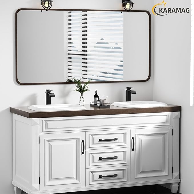 Bathroom Vessel Sink 18 Inch Drop In Bathroom Sink Rectangular Semi Recessed Bathroom Sinks with Overflow White Ceramic Modern Sinks Bowl Vanity Above Counter Basin (17.9"x12.4")
