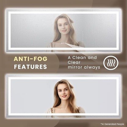 LOAAO 84"X32" LED Bathroom Mirror with Lights, UL Listed | Anti-Fog, Dimmable, 3 Color Temperature, Backlit + Front Lit, Memory Function, Tempered Glass