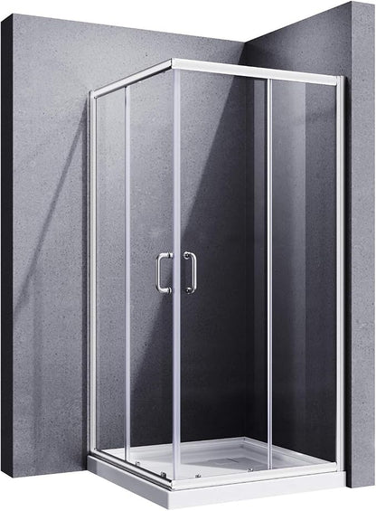 ELEGANT Corner Shower Enclosure for Bathroom 36 in.D x 36 in. W x 72 in. H, Double Sliding Shower Door with 1/4 in. Clear Glass, Chrome Finish