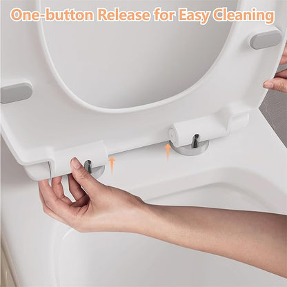 Toilet Seat Round, American Standard, Slow Close Lid, Quick Release Hinges, Non-Slip Bumpers, Easy Install & Clean, Never Loosens Design