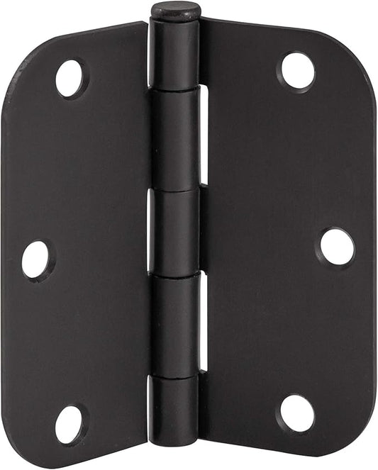 Design House 188912 5/8-inch Radius Steel Door Hinge Door Hardware Door Hinges for Interior Doors, 3-1/2-inch x 3-1/2-inch, Matte Black, 40-Pack