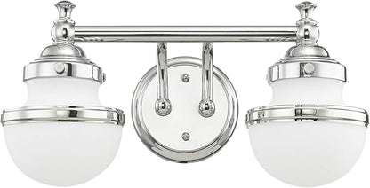 Livex Lighting 5712-05 Transitional Two Light Bath Vanity from Oldwick Collection Finish, Polished Chrome 15 x 7.25 x 8.25