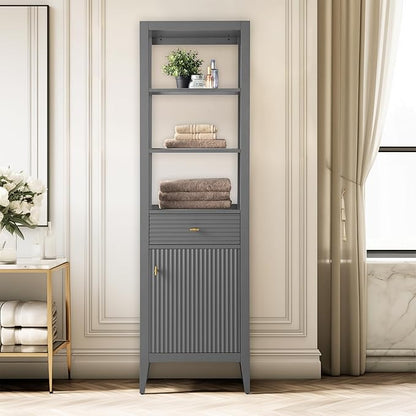 Vanity Art Vanity with Storage Cabinet & Shelves, Free-Standing Vanity with Soft-Closing Doors, Cashmere Gray, Golden Brushed Handware VA91-LC-G-GB