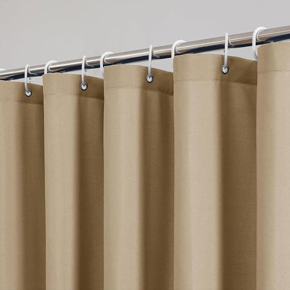 Zora 78 Inch Shower Curtain Set with 12 Plastic Hooks, Plain Fabric Taupe Shower Curtain for Bathroom - Long Shower Curtain, Water Resistance, Machine Washable Soft Cloth, 72X78, Taupe