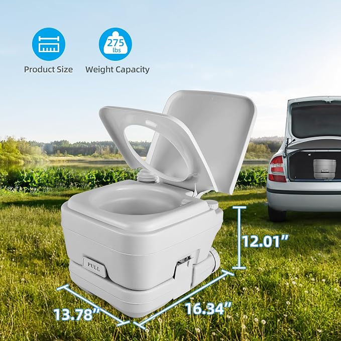 YITAHOME 2.6 Gallon Portable Toilet for Camping | RV Travel Porta Potty with Press Flush Pump, Anti-leak Seal Ring for Truck Travel, Boating, Hiking, Trips