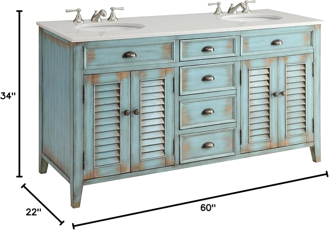 60” Cottage look Abbeville Bathroom Double Sink Bathroom Vanity CF88323-60BU