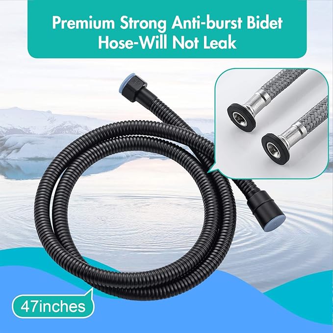 BARROCK Handheld Bidet Sprayer for Toilet, Stainless Steel Metal Made Baby Cloth Diaper Spraying Kit, Bathroom Toilet Bidet Attachment Set for Bathing Pets and Feminine Washing,Matte Black and Gold