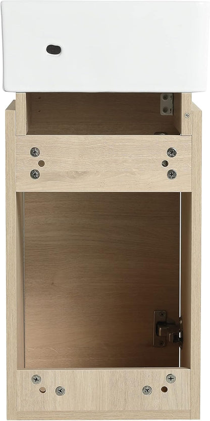 12" Wall-Mounted Bathroom Vanity with Sink & Top Basin - Modern Floating Vanity Cabinet for Small Spaces, Soft-Close Door Storage & Countertop Combo, Space-Saving Design (12x12 Inch)