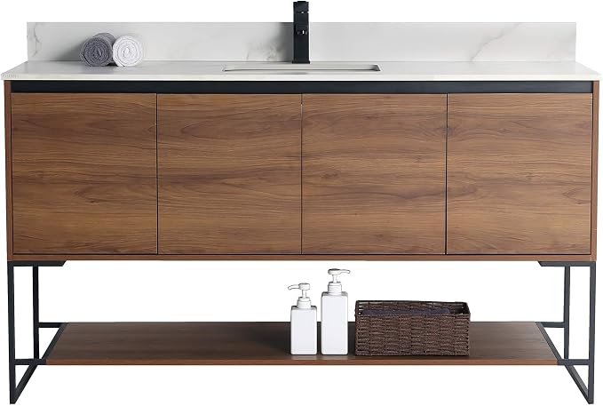 60 Inch Bathroom Vanity with Sink - Modern Knob Free Design, Elegant Space-Saving Solution for Your Bathroom - Durable, Bathroom Vanities for a Contemporary Look - Urbania Collection