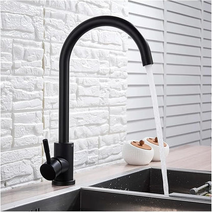 Stainless Steel Black Kitchen Faucet 360° Swivel Deck Mount Mixer Tap Hot & Cold Water Modern Bathroom Vanity Crane for Stylish Sink Upgrade，Brushed Gold a