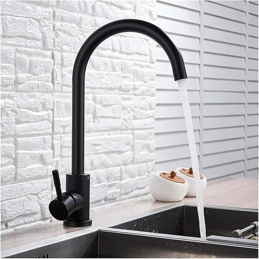 Stainless Steel Black Kitchen Faucet 360° Swivel Deck Mount Mixer Tap Hot & Cold Water Modern Bathroom Vanity Crane for Stylish Sink Upgrade，Brushed Nickel a