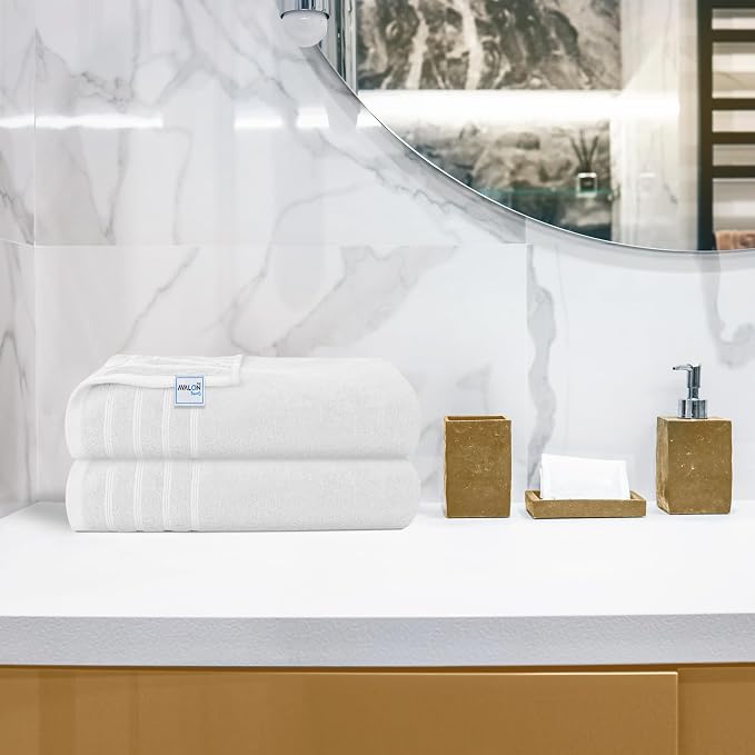 Avalon Towels Bath Towels Set of 4, Size 30 x 60 Inches - 60% Cotton, 40% Viscose Made from Bamboo, Soft and Absorbent, Quick Drying, Lightweight, Perfect for Daily Use