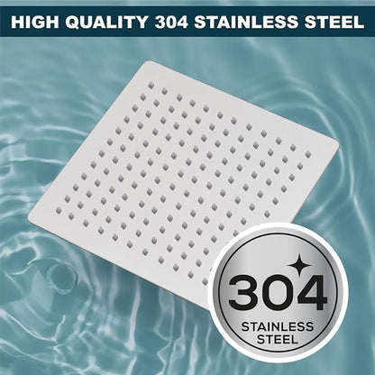 Midanya Square Rain Shower Head,High Pressure,Polish Chrome 12 Inch | 360°Swivel,Ceiling or Wall Mount,Waterfall Full Body Coverage,Bathroom Remodel,Stainless Steel Large Rainfall Shower Head