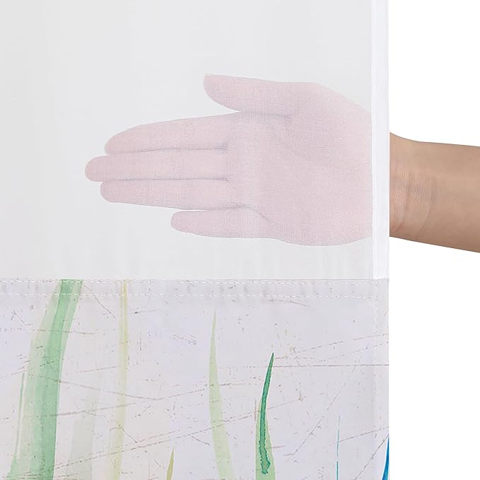 Americanflat 72x75 Hookless Shower Curtain - Water-Resistant Coral Reef Shower Curtain with Sheer Panel, Snap-in Liner, and Grommets - 100% Polyester - Cobalt Blue, Coral Red, Seafoam Green and White
