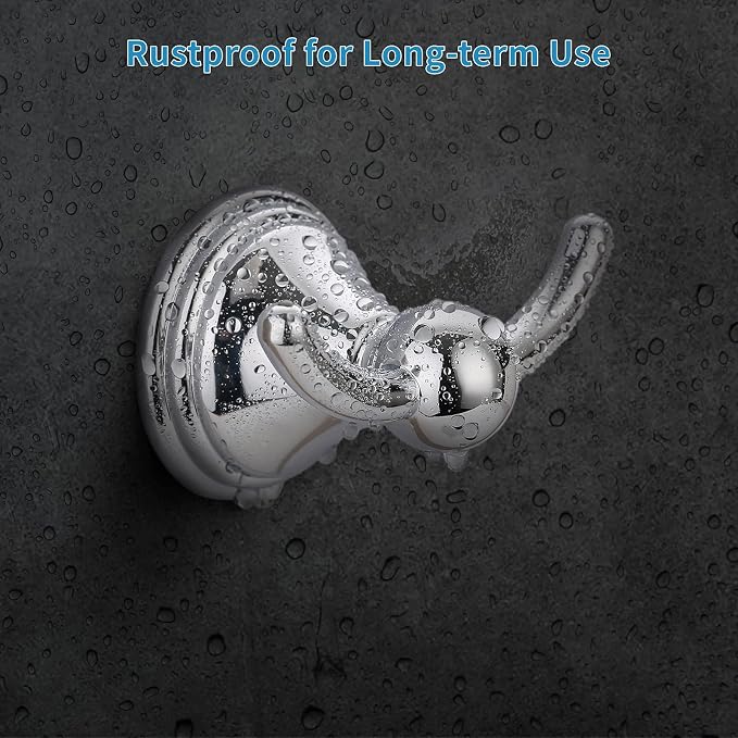 FILTA Bathroom Towel Hooks, Polished Chrome Robe & Towel Hooks for Wall Mounted, Traditional Towel and Robe Hooks for Hanging Towels, Bath Towel Holder for Shower(2 Pack)