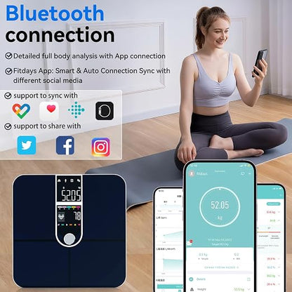 Smart Scale with BMI Body Fat Muscle Mass Digital Bathroom Weight Scale with Accurate 17 Core Body Composition Analyzer Fat Percentage Dual Large VA Color Screen Bluetooth Sync App for Home Use