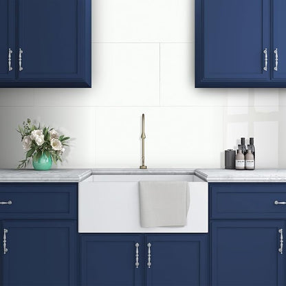 10-Sheet Subway Peel and Stick Backsplash, 12" x 24" Glossy Pure White Acrylic Self Adhesive Waterproof Wall Stickers, Stick on Tiles for Kitchen Bathroom Shower