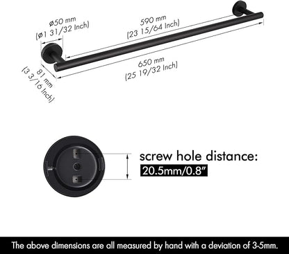 KES 23.2-Inch Towel Bar for Bathroom, Bath Towel Rack Towel Holder Wall Mount SUS304 Stainless Steel Matte Black, Total Length 25.5 Inch, A2000S65B-BK