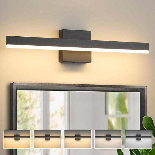 Black Bathroom Vanity Light 23.6 inch, 20W Dimmable 5CCT LED Modern Bathroom Light Fixture Over Mirror Hardwired- ETL Certificated