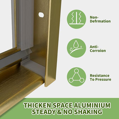 ACE DECOR Double Sliding Shower Door, 56-60" W x 70" H, Brushed Gold Finish | Bypass Semi-Frameless Shower Doors, 6mm Clear SGCC Tempered Glass, Easy-Clean Nano Coating&Leak-proof&Reversible Installation