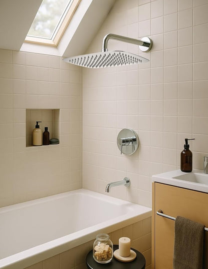 G-Promise All Metal 12 Inch Large Rain Shower Head for Ceiling or Wall | Built to Last, Rust Resistant 304 Stainless Steel, Easy to Install, Full Body Coverage Rainfall Shower Head, Daily SPA
