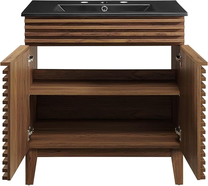 Modway Render 30" Bathroom Vanity with Sink in Walnut Black
