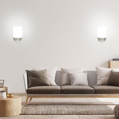 Frosted Wall Sconce Set of Two,Brushed Nickel Bathroom Vanity Lights,Modern Vanity Light,Farmhouse Wall Light Fixtures for Bathroom,Livingroom,Hallway
