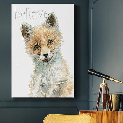 Renditions Gallery Animal Canvas Wall Art Paintings for Wall Decorations Brown Baby Fox Modern Abstract Wall Hanging Artwork Prints for Bedroom Living Room Office Kitchen - 18"x27" LT02