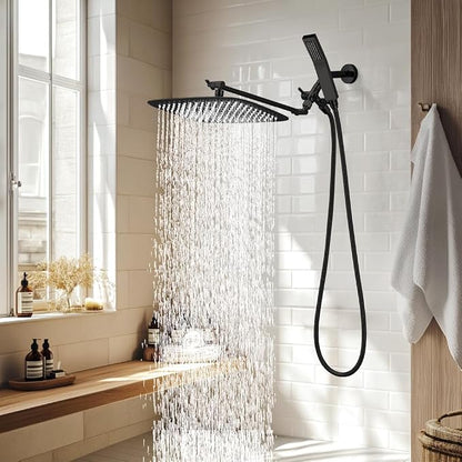 G-Promise All Metal 14" Rain Shower Head with Handheld for Bathroom Upgrade | All Metal, Built to Last, Easy Install, Adjustable Height & Angle for All Heights, Extra Long Hose, Modern Upgrade