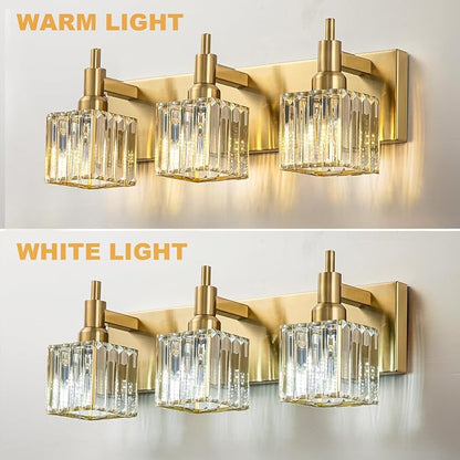 Gold Bathroom Vanity Lights - 3 Lights Crystal Bathroom Lighting Fixtures Over Mirror Modern Gold Crystal Wall Light