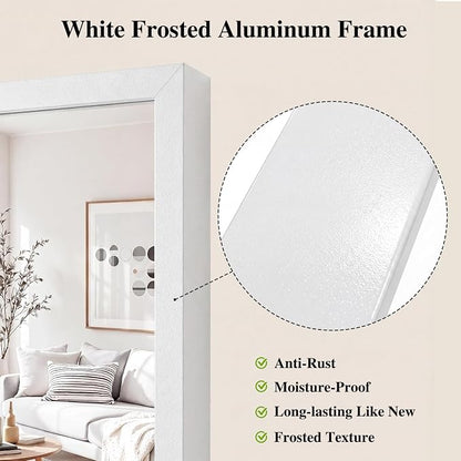 Koonmi White Rectangle Wall Mirror, 36x60 Inch Bathroom Mirror, Aluminum Frame Vanity Mirror for Entryway, Living Room, Bedroom Bathroom, Hangs Horizontally or Vertically