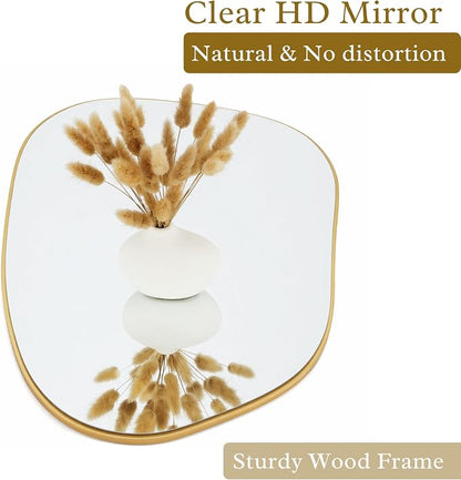 PERFNIQUE Irregular Wall Mirror Asymmetrical Mirror, 16''x12'' Small Gold Mirror for Bathroom Bedroom Living Room Entryway, Decorative Modern Wall Decor, Wall Mounted (Gold, 16''x12'')