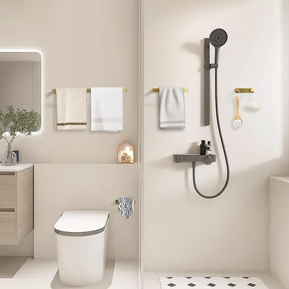 Bathroom Hardware Accessories Set Brushed Gold Towel Bar Set Square Bathroom Accessories Kit 4-Piece Towel Holder Set Stainless Steel Wall Mounted,23.6 Inch Towel Bar