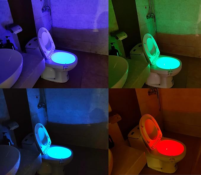AUSAYE 2 Pack Toilet Light 8 Colors Change Led Nightlight, Motion Sensor Activated Toilet Bowl Night Lights, Bathroom Night Light for Mom Dad Kids Women