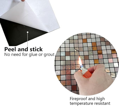 10-Sheet Peel and Stick Backsplash Tile for Kitchen, Self-Adhesive Backsplash Tile, Stick on Bathroom Vanities，Fireplace, Laundry Table (Color-2)