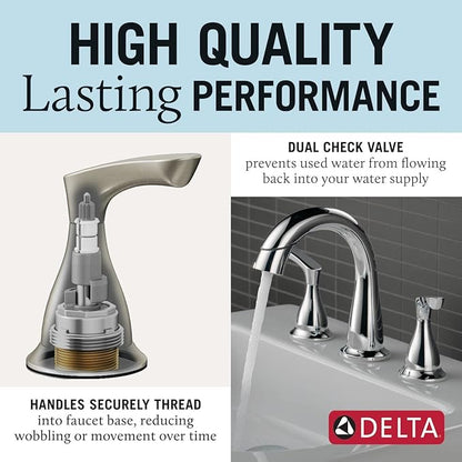 Delta Broadmoor Chrome Bathroom Faucet with Sprayer, 8 Inch 3 Hole Widespread Bathroom Sink Faucet with Pull Out Sprayer, Push-Pop Drain, Chrome 35765LF-PD