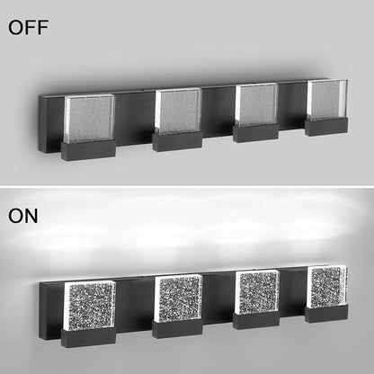 30.5 Inch 4 Light Bubble Black Crystal Bathroom Vanity Light Fixture, LED Over Mirror, Modern, 6000K