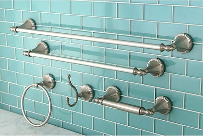 Kingston Brass BAHK1612478SN Naples Bathroom Hardware Set, Brushed Nickel 27.56 x 6.13 x 2.25