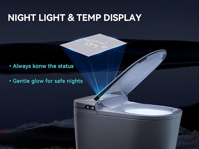 MEJE Smart Toilet with Auto Open/Close, ADA Comfort Height, Auto Flush, Blackout can Flush, Heated Seat,One Piece Elongated Bidet Toilet with Tank Built in