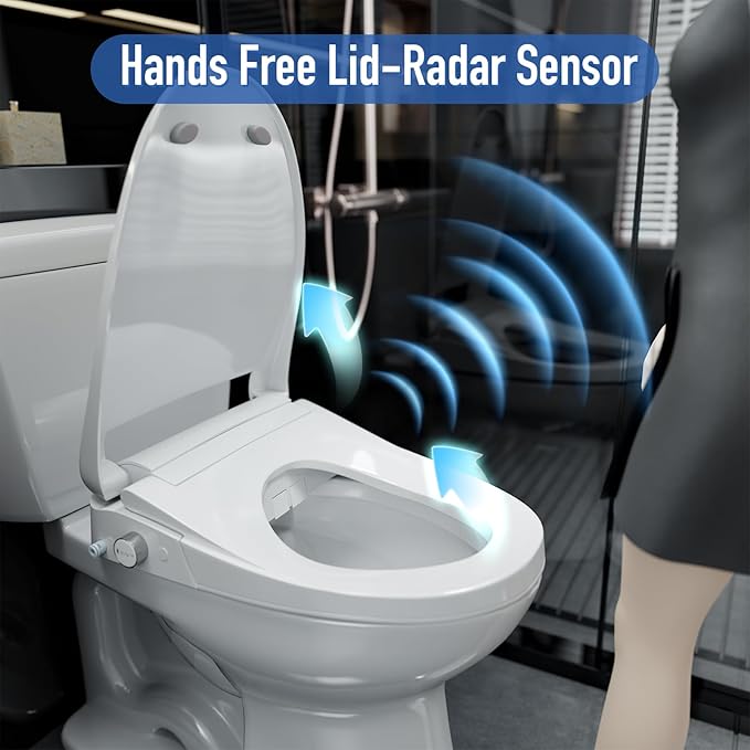 Smart Toilet with Bidet Built In, Bubble Shield, Heated Bidet Seat with Warm Water & Dryer, Radar Sensor Auto Open/Close, LED Temp Display, Electric Bidet Toilet Seat for Bathroom