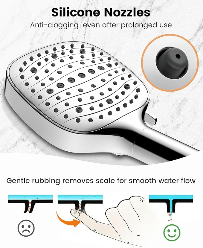 Filtered Shower Head with Handheld, High Pressure 7 Mode, Anti-clog Nozzles, Built-in Power Wash to Clean Tub, Handheld Shower Head with Filters for Hard Water, Remove Chlorine - Reduce Dry Itchy Skin