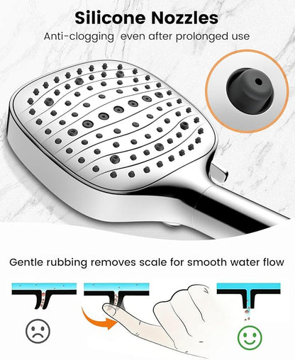 Filtered Shower Head with Handheld, High Pressure 7 Mode, Anti-clog Nozzles, Built-in Power Wash to Clean Tub, Handheld Shower Head with Filters for Hard Water, Remove Chlorine - Reduce Dry Itchy Skin
