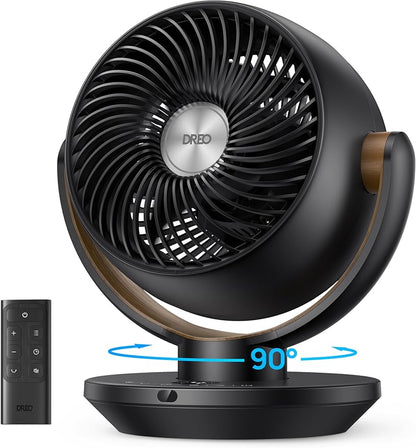 DREO Fan for Bedroom, Desk Air Circulator Fan with Remote, 11 Inch Table Fans for Whole Room, 60ft Powerful Airflow, 120° Vertical Manual +90° Oscillating, 4 Speeds, 8H Timer, Quiet Fan, Home