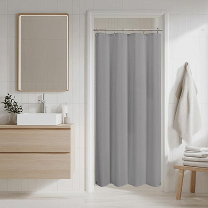 2-in-1 Waterproof Fabric Shower Curtain - No Separate Liner Needed, Hotel-Style Waffle Weave, Effortless Cleaning & Washable Bathroom Shower Curtain Set,54Wx78H,Grey