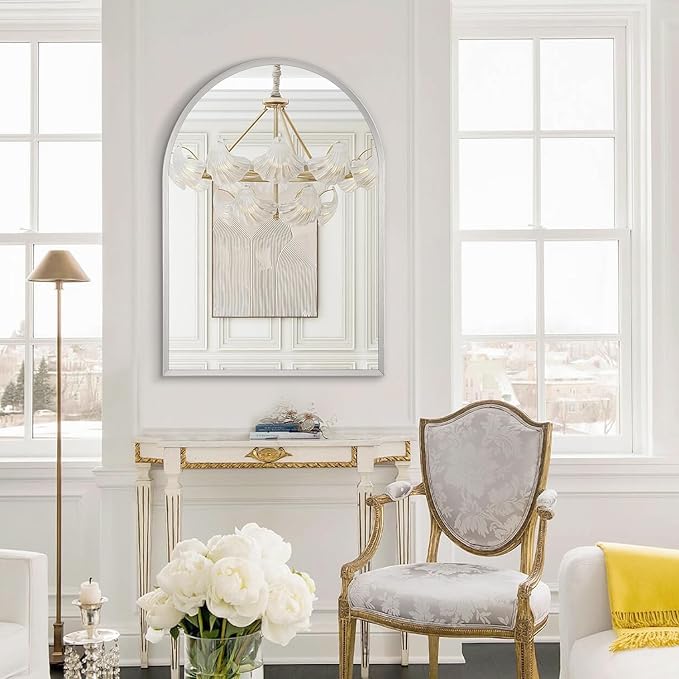 Arched Mirrors for Wall, 28"x20" Arch Bathroom Mirror, for Entryway Living Room Vanity Bedroom Mantel Hallways Home Decor Aluminum Alloy Frame