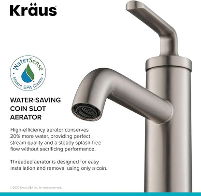 KRAUS Ramus Single Handle Bathroom Sink Faucet with Lift Rod Drain in Spot Free Stainless Steel, KBF-1221SFS-2PK