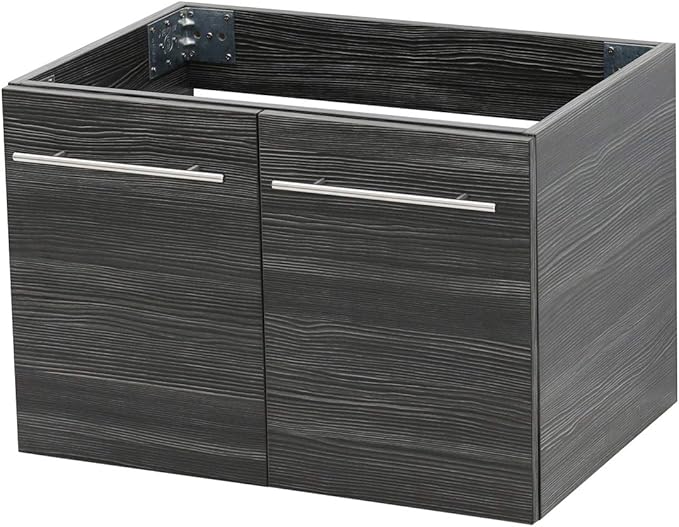 Wall Mount Floating Bathroom Vanity Sink Set. Dark Grey Vanity, White Integrated Sink Countertop - 23.25"