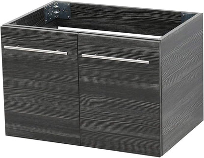 Wall Mount Floating Bathroom Vanity Sink Set. Dark Grey Vanity, White Integrated Sink Countertop - 35.25"